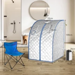 Bärbar Ångbastu, 78x87x100 cm, Silver