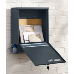Outlet Brevinkast med tidningsfack, 35x12x42,5 cm, antracit Postlådor & Brevlådor