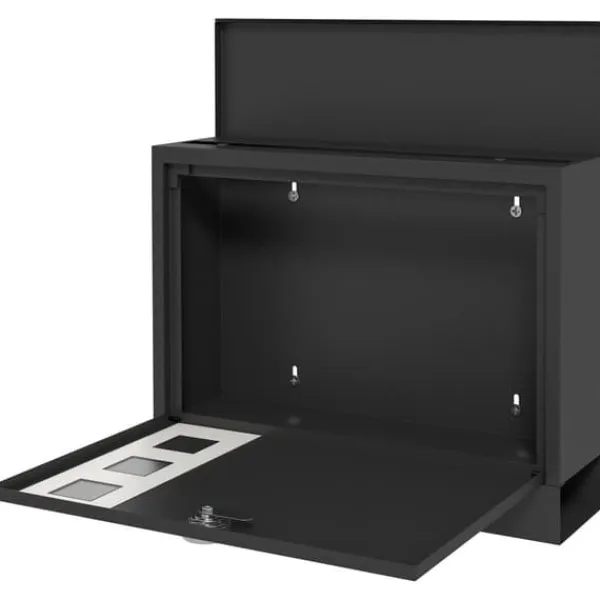 Brevinkastare, Metall, 36,5x11,5x29 cm, Svart