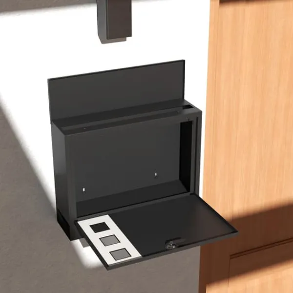 Brevinkastare, Metall, 36,5x11,5x29 cm, Svart