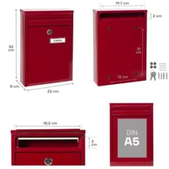 Discount Brevlåda - ARREGUI - Zaguán E5756 - Galvaniserat Stål - Röd - Enstaka Postlådor & Brevlådor