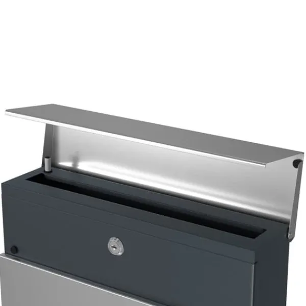 Brevlåda - Låsbar med tidningsfack - Modern - Antracitsilver