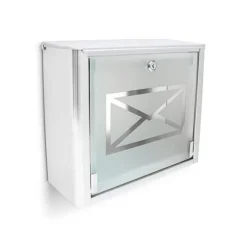Brevlåda, Glasbrevlåda med kuvertlogotyp, 30.5x35.5x14 cm
