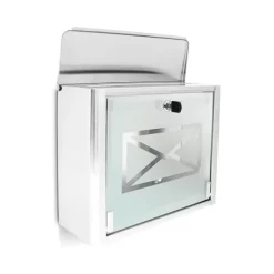 Brevlåda, Glasbrevlåda med kuvertlogotyp, 30.5x35.5x14 cm