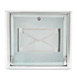 Brevlåda, Glasbrevlåda med kuvertlogotyp, 30.5x35.5x14 cm
