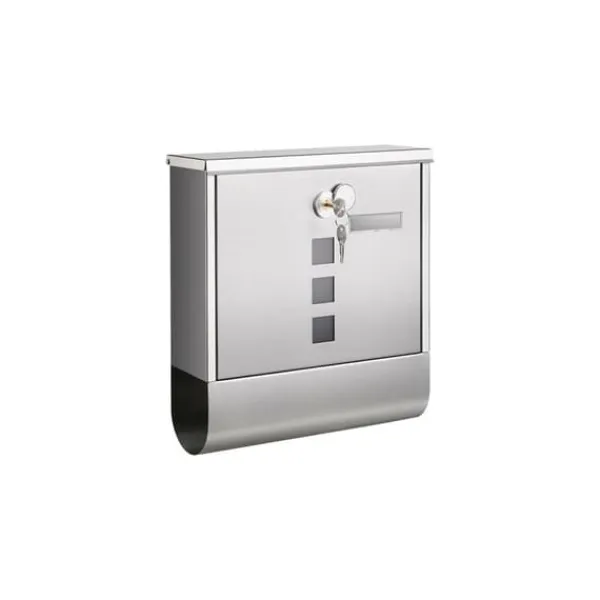 Brevlåda med cylinderlås i koppar, silver, 11 x 37 x 37 cm