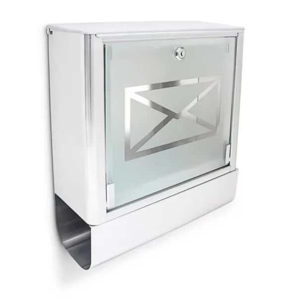 Brevlåda, rostfritt stål, 40x35x14 cm, silver
