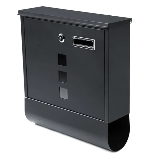 Discount Brevlåda svart RAL 9005 matt med brevlåda, tidningshållare och nycklar Postlådor & Brevlådor