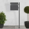 Clearance Brevlåda 37x36,5x11 cm antracit/svart marmorlook stål ML design Postlådor & Brevlådor