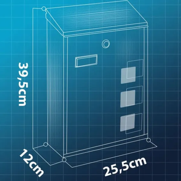 Brevlåda 39x25,5x12 cm svart HM-864 Postlådor & Brevlådor