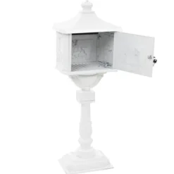 Brevlådor - Living Postlåda på stolpe vintage stil rostfri aluminium vit