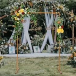Sale Bröllopsbåge för trädgård, fyrkantig metallbåge med baser, 6,6 × 4,9 ft, gul, storlek M Valvbågar, Spaljéer, Bersåer & Pergolor