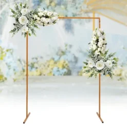 Sale Bröllopsbåge för trädgård, fyrkantig metallbåge med baser, 6,6 × 4,9 ft, gul, storlek M Valvbågar, Spaljéer, Bersåer & Pergolor