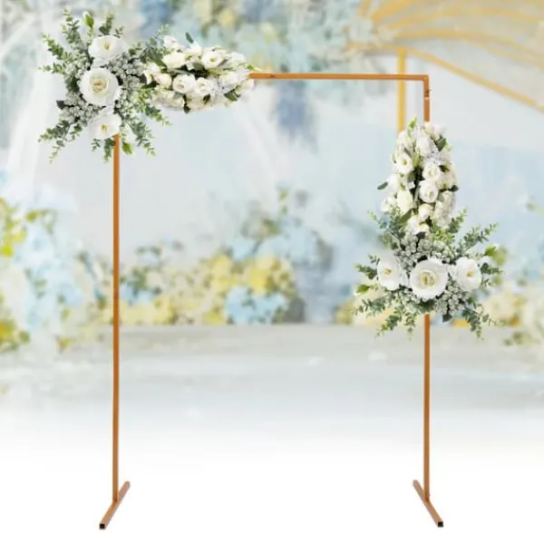 Sale Bröllopsbåge för trädgård, fyrkantig metallbåge med baser, 6,6 × 4,9 ft, gul, storlek M Valvbågar, Spaljéer, Bersåer & Pergolor