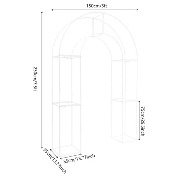 Clearance Bröllopsbåge, Fristående Design, Elegant Metallstruktur,2.3X1.5m, Mjölkvit Valvbågar, Spaljéer, Bersåer & Pergolor
