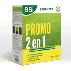 Discount BSI - Gräsfrön - Snabb landskapsarkitektur eller reparation - Med skyddande beläggning - Stor yta - 150m² - 3 kg Jord & Sand
