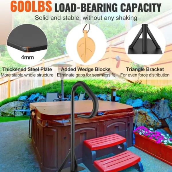 Bubbelpool handledare, 360° vridbar, justerbar höjd 35"-57", rostsäker aluminium, glidunderlag, 600 LBS kapacitet.