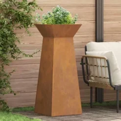 vidaXL Cache-pot - 873864 - Stöd för växt i väderbeständig stål 40 x 40 x 101 cm