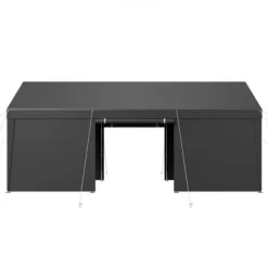 Online Carport, 365x609x302 cm, Grå, Stålram Skjul, Garage & Carports