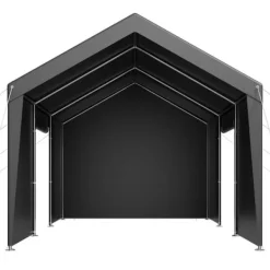 Online Carporttak 3,5x6,5m, Kraftigt Bilskydd, med Sidoväggar, Färg: Vitt Skjul, Garage & Carports