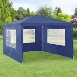 [casa.pro]® Trädgårdspaviljong-Partytält-400x300x255cm-hopfällbar-mörkblå-vattentät