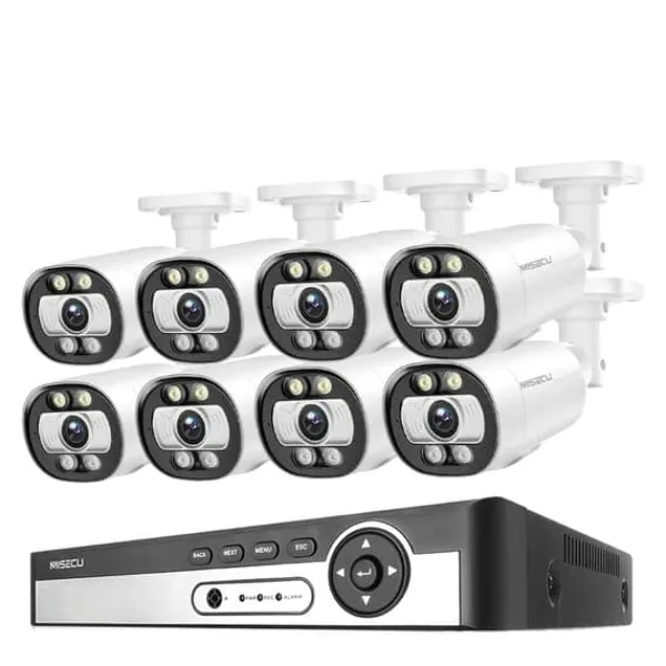 Discount 8CH NVR Säkerhetskamerasystem, 4K-upplösning, AI Mänsklig Detektion,8CH NVR 8ST KAMERA 5MP, 1T Säkerhetsmonitorer & Videokameror