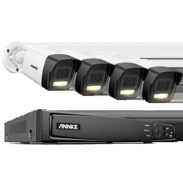 Outlet 8CH Övervakningskamerasystem, 12MP Upplösning, Smart Mänsklig och Fordonsdetektering,2T, 8CH 4st Kamera-a Säkerhetsmonitorer & Videokameror