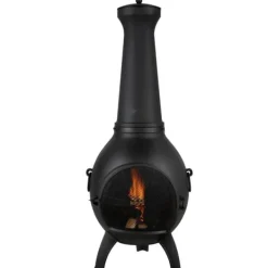 Chiminea Eldstad 18 tum, Vedeldad för Utomhus, inklusive Grillnät och Skorstensbeklädnad