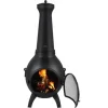 Hot Chiminea, Sfärisk utomhus vedeldad eldstad, 43x42x112 cm, Svart Öppna Spisar