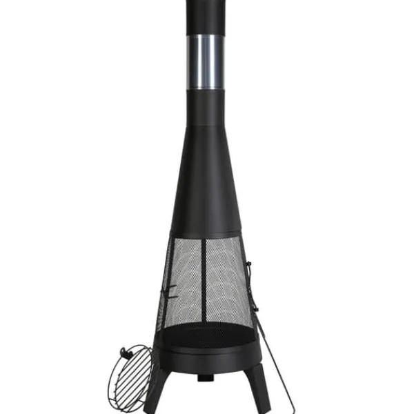 Chiminea utomhuseldstad 20 tum, vedeldad, med grillnät och skorstensbeläggning