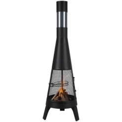 Chiminea utomhuseldstad 20 tum, vedeldad, med grillnät och skorstensbeläggning