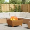 Corten stål eldstad fyrkantig 80x80x43 cm - Rustik design för utomhusbruk | Färg: Rost | Storlek: 80x80x43 cm