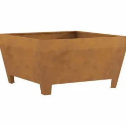 Corten stål eldstad fyrkantig 80x80x43 cm - Rustik design för utomhusbruk | Färg: Rost | Storlek: 80x80x43 cm