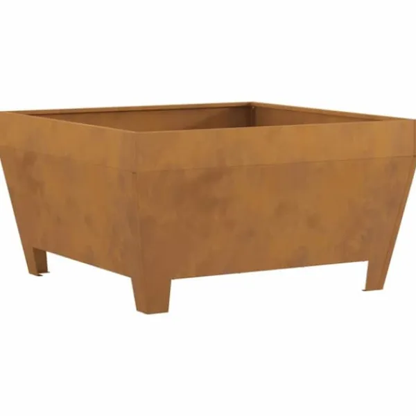 Corten stål eldstad fyrkantig 80x80x43 cm - Rustik design för utomhusbruk | Färg: Rost | Storlek: 80x80x43 cm