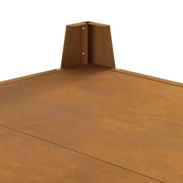 Corten stål eldstad fyrkantig 80x80x43 cm - Rustik design för utomhusbruk | Färg: Rost | Storlek: 80x80x43 cm