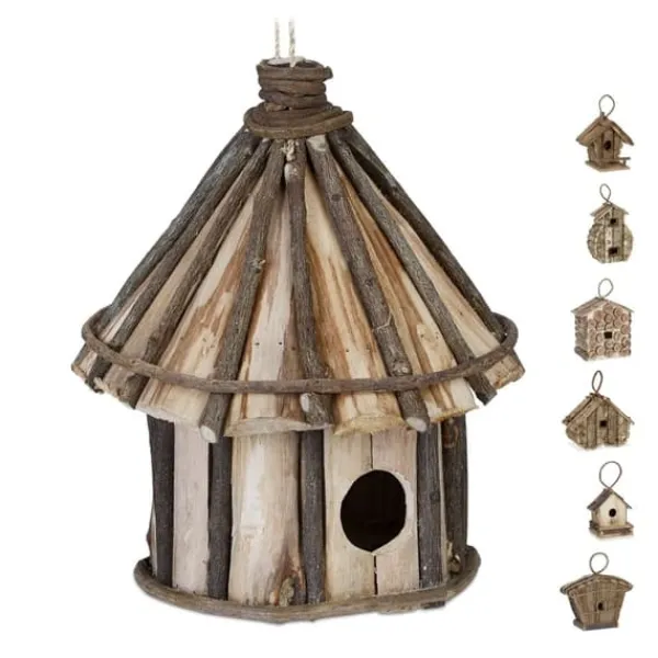 Outlet Dekorativ fågelholk, trä, 39x21x14 cm, natur För Fåglar & Småvilt
