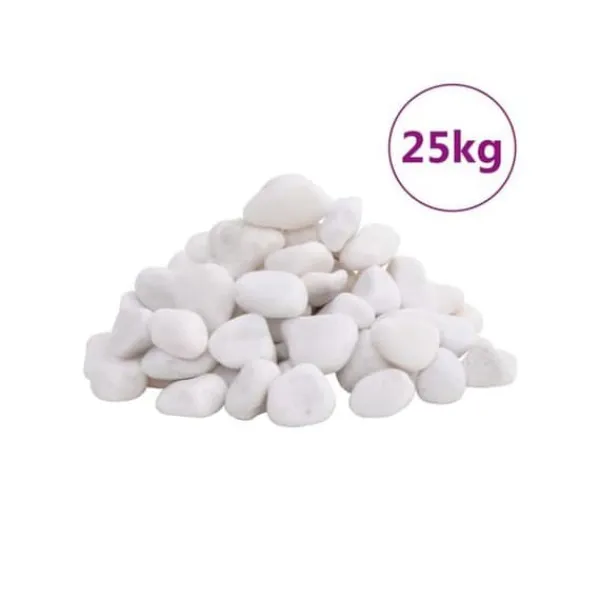 Clearance Dekorativa polerade stenar - - Vit - 2-5 cm - 25 kg - Naturliga stenar - Slät yta - Trädgårdsbeklädnad Trädgårdsstenar & Klivstenar