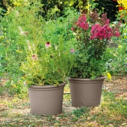 Discount DEROMA Rund blomkruka Day R Camel - 60 cm Krukor & Växtbehållare