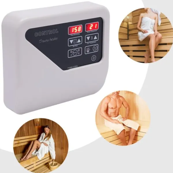 New Digital bastukontroller, utgångseffekt 3-9KW, arbetsspänning 220V-240V, temperaturintervall 40-105℃, dimensioner 24.5x21x7.5 cm Bastu