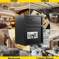 Online Digitalt deponeringsskåp med elektroniskt kodlås, två nödnycklar och fack. För hem, hotell och kontor. Kassaskåp