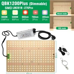 Dimbar LED-växtlampa, justerbart spektrum, energieffektiv,QBK1200Plus-DIM