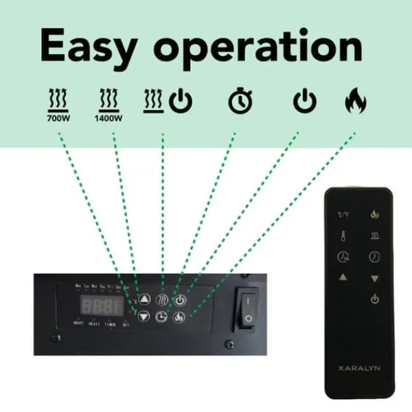 Discount Disegno 90SB elektrisk väggspis - svart - 3-sidig elektrisk LED mood spis - 1400 Watt värme - fjärrkontroll Öppna Spisar