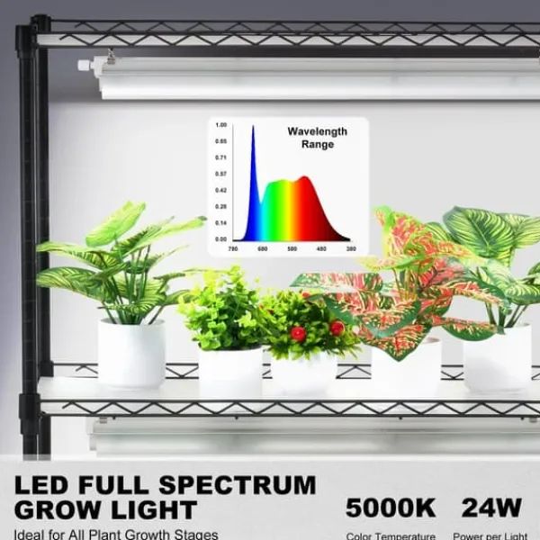 Hot DIY Växtställ med Grow Lights 6 våningar, 192W, Hög Växtstödhylla för inomhusodling och ljustillförsel, perfekt för växttillväxt Växtställ