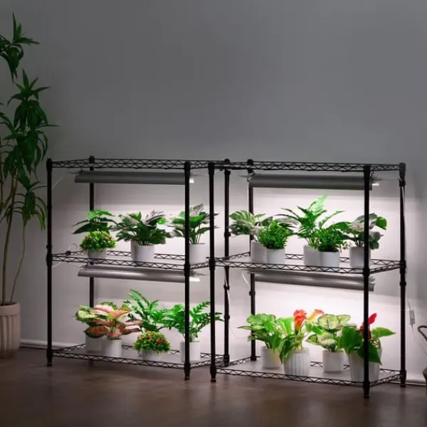 Hot DIY Växtställ med Grow Lights 6 våningar, 192W, Hög Växtstödhylla för inomhusodling och ljustillförsel, perfekt för växttillväxt Växtställ