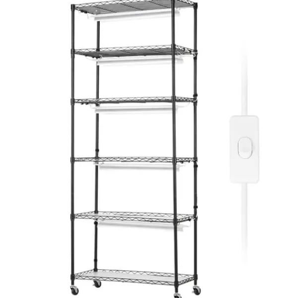 Hot DIY Växtställ med Grow Lights 6 våningar, 192W, Hög Växtstödhylla för inomhusodling och ljustillförsel, perfekt för växttillväxt Växtställ