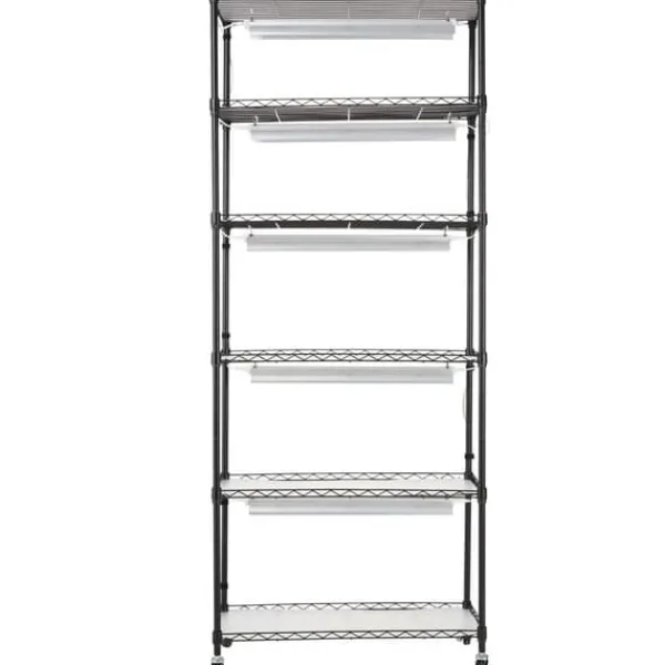 Hot DIY Växtställ med Grow Lights 6 våningar, 192W, Hög Växtstödhylla för inomhusodling och ljustillförsel, perfekt för växttillväxt Växtställ