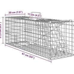 vidaXL Djurfälla i stål - - 61x20x21,5 cm - Grön - Hållbar - Väderbeständig