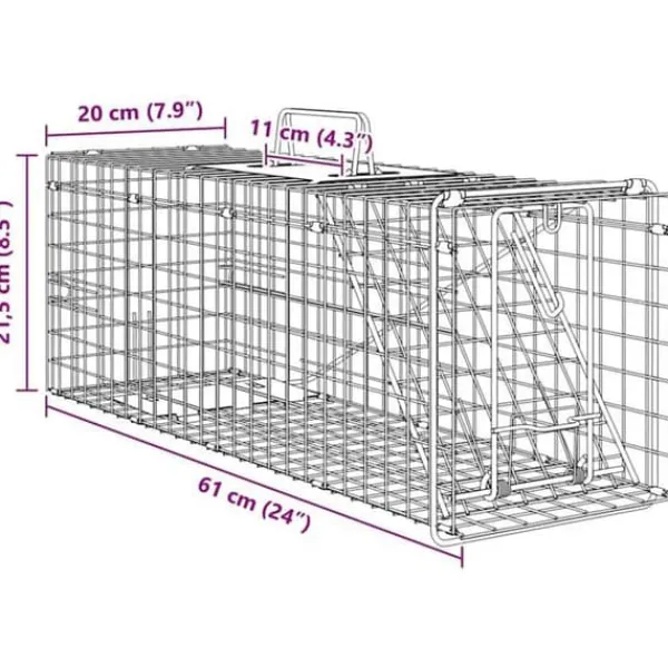 vidaXL Djurfälla i stål - - 61x20x21,5 cm - Grön - Hållbar - Väderbeständig