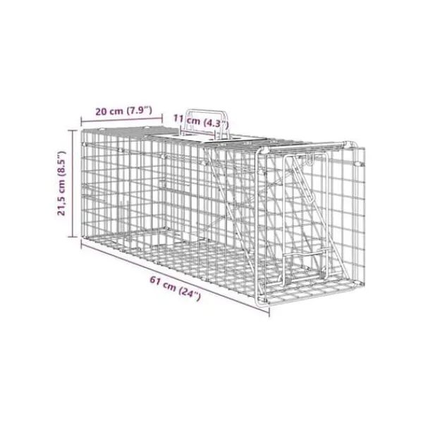 vidaXL Djurfälla i stål - - 61x20x21,5 cm - Grön - Hållbar - Väderbeständig