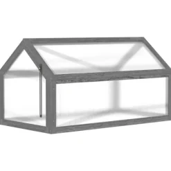Online Drivbänk i trä 90x52x49,5 cm, ljusgenomsläppligt lock, vintertålig – grå Växthus